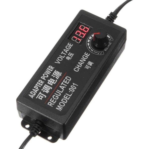 9-24V 3A 72W Strømadapter Lader Justerbar Display EU Plugg AC100-240V