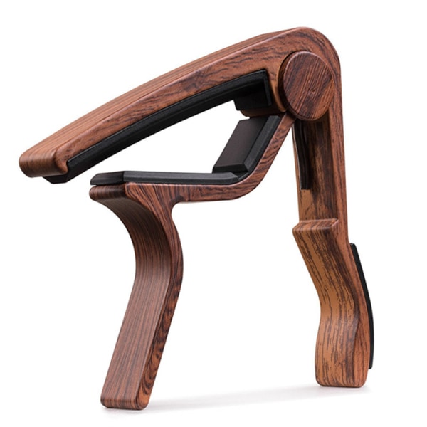 Mörk gitarr capo för akustisk gitarr, ukulele, elgitarr, bas med träfärgade plektrum
