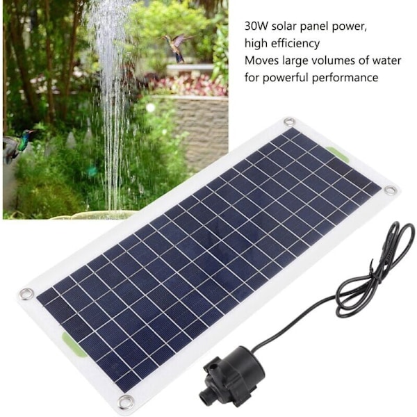 Aurinkosuihkulähdepumppusarja, 30W 12V 800L/H Polysilicon aurinkopaneelivesipumppu lintukylpyyn, kalalammikkoon, puutarhaan