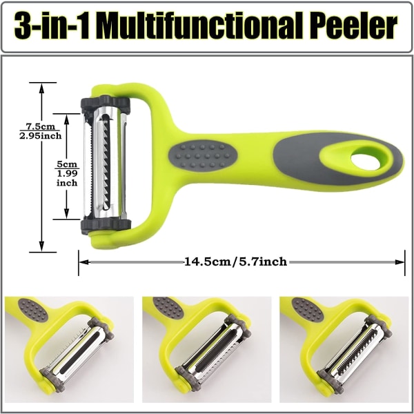 3 i 1 grønnsak- og fruktskrellemaskin