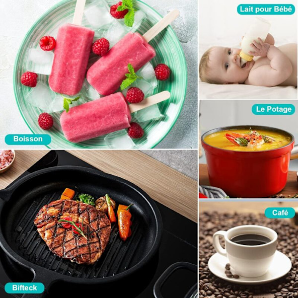 Vattentäta termometrar för kök, Cuison termometer med låsfunktion och 14,2 cm sond, LCD-skärm, hög precision för matlagning, kött, socker, grillning, st