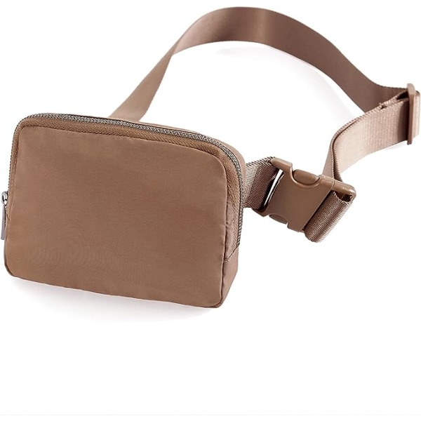 (Brun) Unisex mini fanny pack med justerbare stropper for trening, løping, reiser, fotturer.