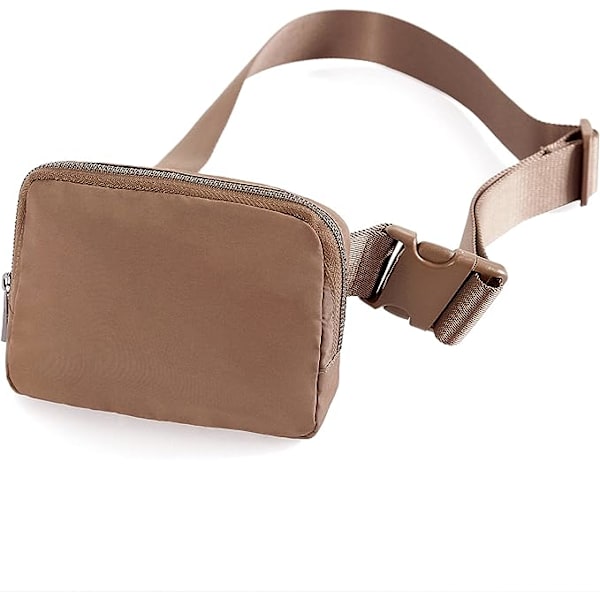 (Ruskea) Unisex mini fanny pack säädettävillä hihnoilla harjoitteluun, juoksuun, matkustamiseen, vaellukseen.
