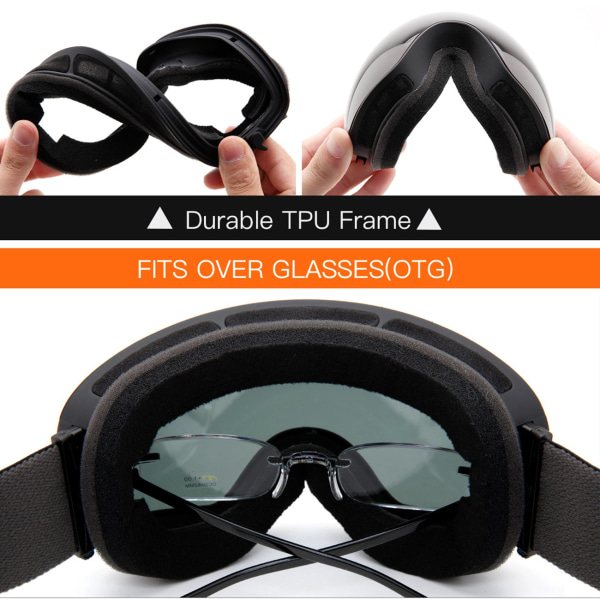 Skidglasögon för utomhussporter, vintersnösporter, snowboardglasögon med anti-dimmglas