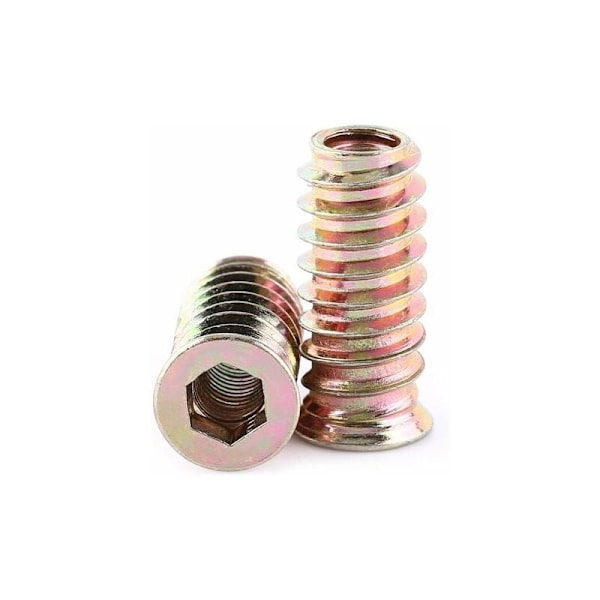 Sett med 20 sekskantede sinklegeringsmuttere M6 M10 M10 med gjengede innsatser for tremøbler med plastboks (M1025mm)