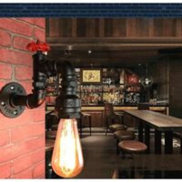 Loft væglampe industriel vandrør rør retro sort jern lysekrone lampe lys til stue soveværelse restaurant