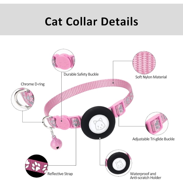 Airtag Apple Air Tag Cat Collar med sikkerhetsspenne og klokke, 1c