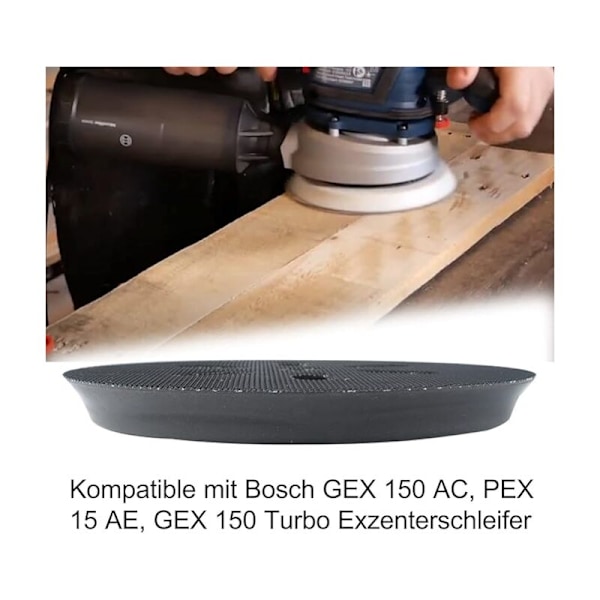 Slipskiva kompatibel med excenterslipmaskin för turbin Bos-ch Gex 150 AC, Pex 15 AE, Gex 150 (diameter 150 mm, med skruvar)