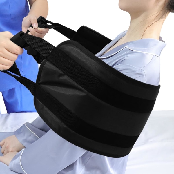 Patient Transfer Belt, 100cm, för säker överföring i säng, bil, rullstol, säng för funktionshindrade, äldre, skadade (svart)