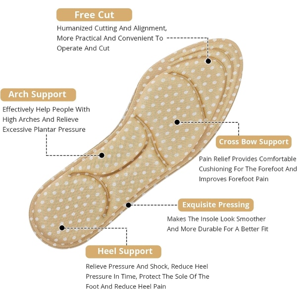 3 par fotputer innleggssåler høyhælte putegrep hele dagen stående for for store sko løse joggesko Semell