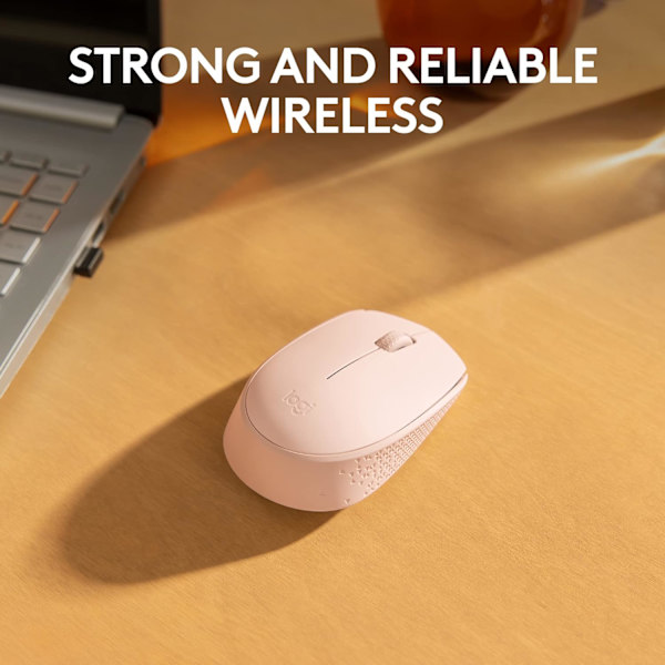 Trådløs mus for PC, Mac, bærbar PC, 2,4 GHz med USB-mini-mottaker, optisk sporing, ambidextrous - rosa