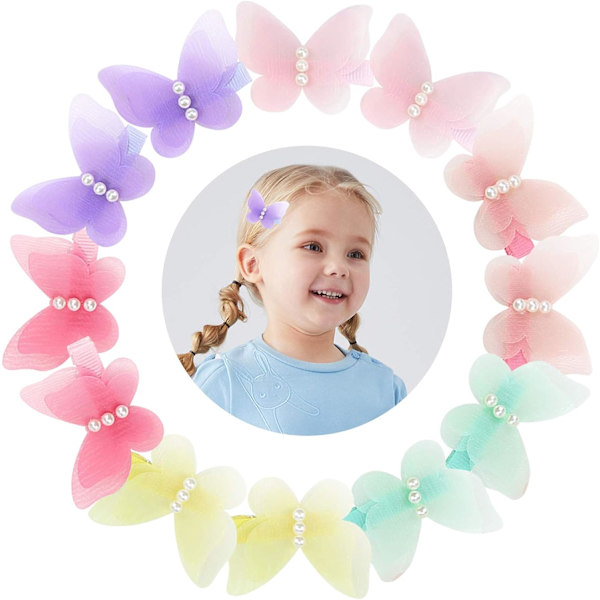 12 stk sommerfugl hårklips, hårklips glitter hårklips, sommerfugl spenne hårklips, egnet for barn, jenter, kvinner, fargerikt hårtilbehør