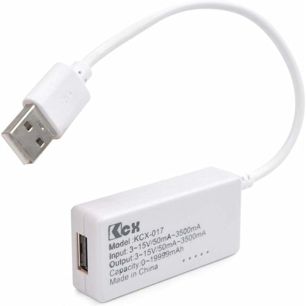 Hvid hale LCD baggrundsbelysning LCD digitalt display USB amperemeter voltmeter opladningskapacitetsdetekteringstabeldetektor