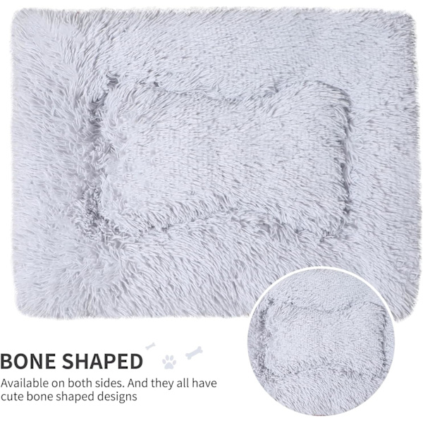 Maskinvaskbar Hundematte Dobbeltsidig Hundebeddy Teppe Brukbar Dyrebed (M 78/54 CM, Lysegrå)