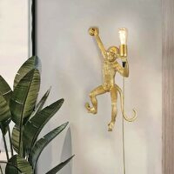 Apekatt vegglampe \"César\" Monkey Lamp Gold