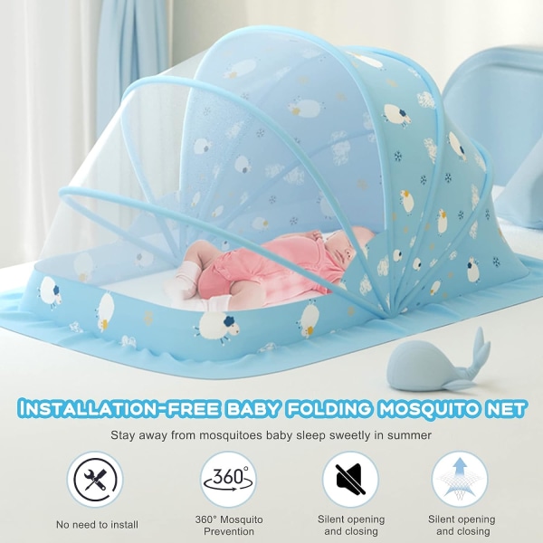 Baby Säng Myggnät, Pop up Bärbar Fällbar Myggnät Fällbar Baby Säng, Insektskydd med Inomhus Anti-ljus Säng Myggnät