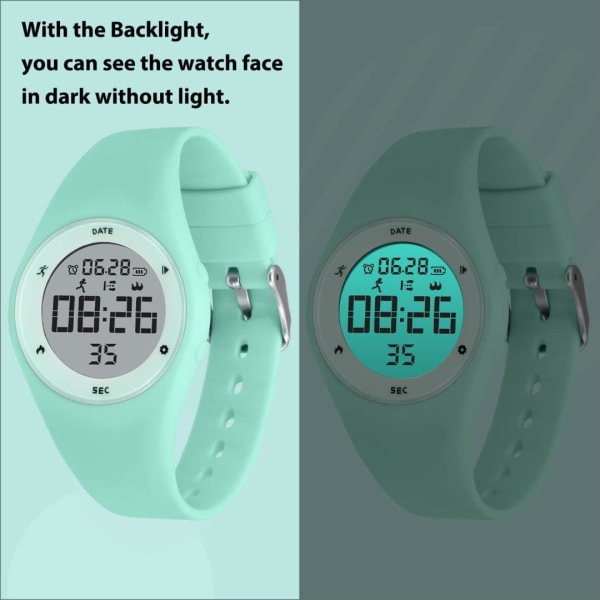 Cyan Color-Children's Digital Watch med stoppeklokke, belysning, Ala