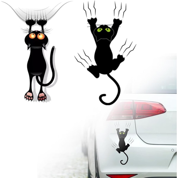 2 stk. Katte-klistermærker, Søde Udvendige Bilsticker, Sjove Bilsticker, Sorte Katte Bilsticker