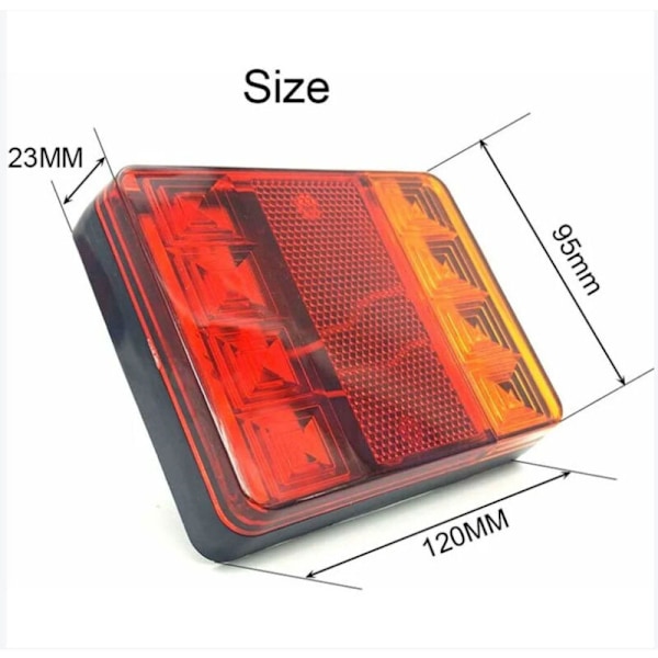 2 kpl Vedenpitävä 8 LED Punainen Korkea Takana DC 12V Perävaunulle Kuorma-autolle Autolle Veneelle Varoitus