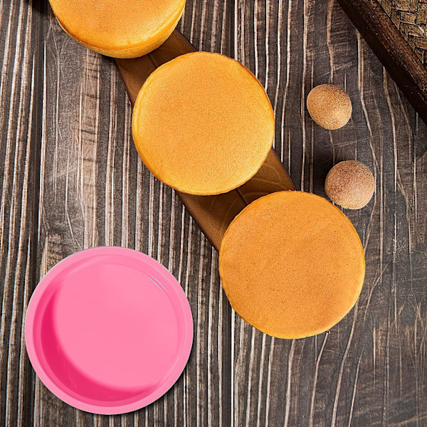 Silikone Mini Kageforme 4 Tommer Rund Bageform Non-Stick Silikone Bageform Bageform Genanvendelige Kageforme til Mini Kage Mousse Dessert, Pink,