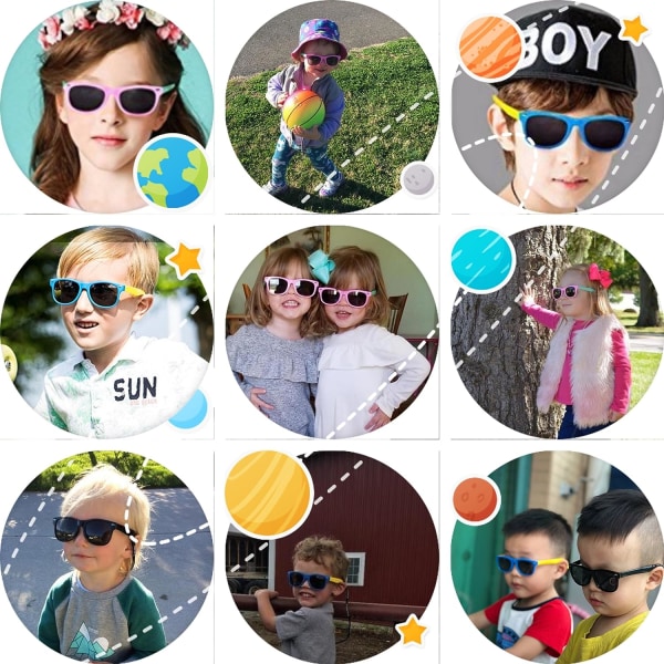 Polariserte solbriller for barn (lilla innfatning med gule ben),