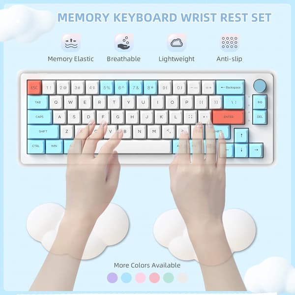Cloud Memory Foam Håndledsstøtte til Computer Tastatur Mus, 2-i-1 Musemåtte med Coaster, Ergonomisk Design, Anti-Smudge-Hvid
