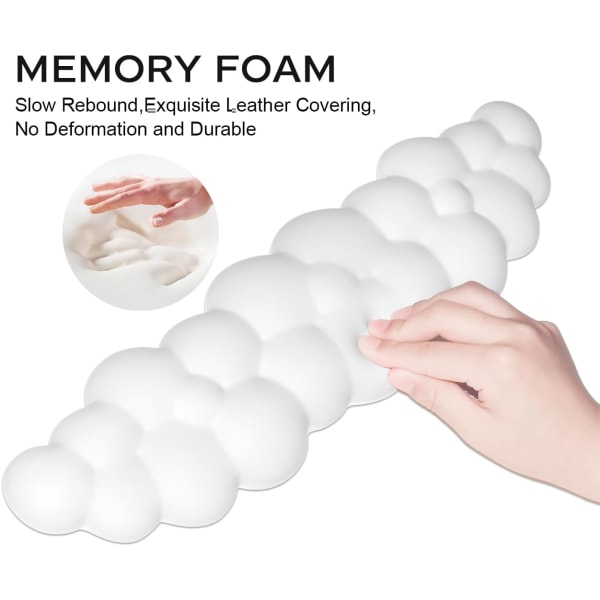 Skrivebordscomputer Cloud Keyboard Håndledsstøtte Håndledsstøtte Blød Overflade Anti-Slip Memory Foam Håndledsstøtte Kontor Keyboard Håndledsstøtte (Sæt med 2)