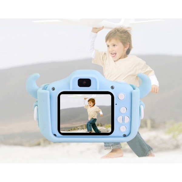 Blå barnkamera, 2,0 tum digital barnkamera för 3 4 5 6 7 8 9 10 år gamla pojkar och flickor, Anti-Drop 1080P HD-kamera för barn, jul födelsedag