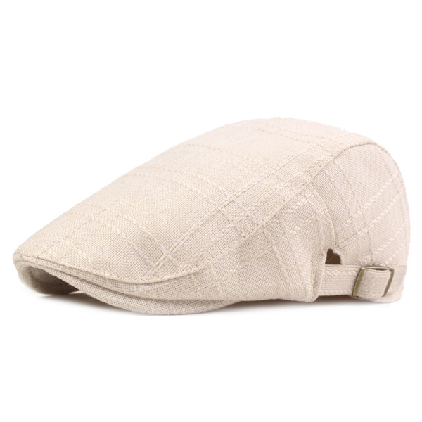 Beige gul Berets bomullsblanding Klassisk flat cap Beret lett pustende hatter Gatsby Ivy irsk hatt Newsboy Cap med justerbar spenne for menn