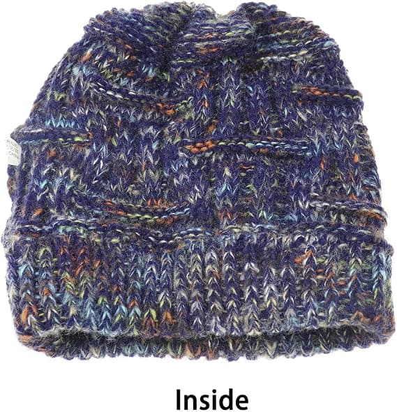 Messy Bun Ponytail Beanie Hat Farvet Kabelstrik Hue til Kvinder Piger Vinter