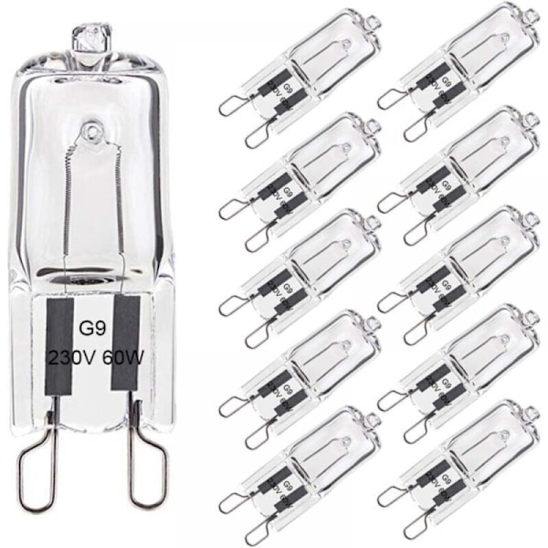 Halogenpære G9 60W varmhvit 2800k 680lm 230v Dimbar Halogen Kapsel Filament Pakke med 10