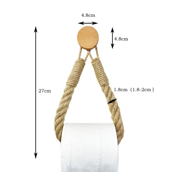 Sisal-paperipyyhkeen wc-paperiteline, vintage-sisal-puinen wc-paperirullateline kylpyhuoneeseen