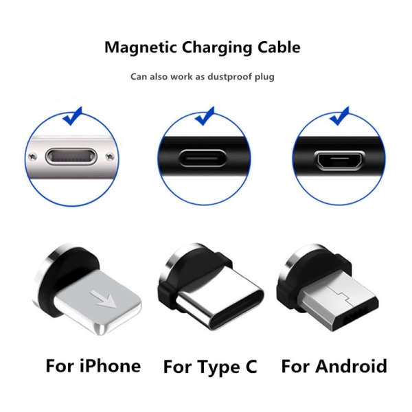3-i-1 magnetisk laddningskabel - med magnetism - för Micro USB t