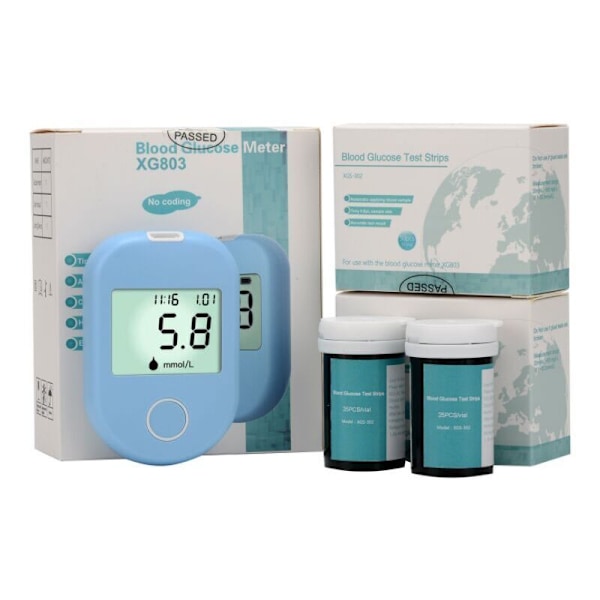 Glykemimätare kit, Diabetes Glucomer Testare Diabetes Testare Diabetesmätare med 50 testremsor (A)
