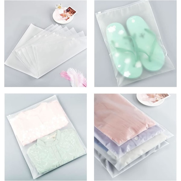 30 stk reiseoppbevaringsposer, glidelåspose bagasjeorganisator tetning vanntett pose frostet klar plast klespose for Cos