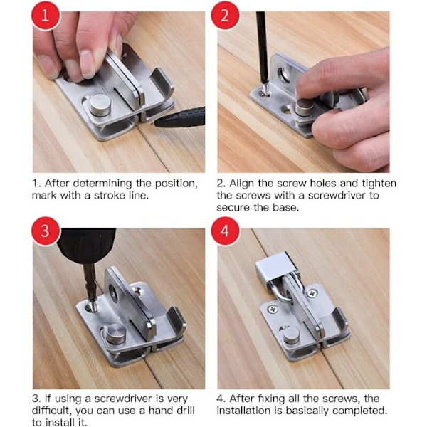 2 stycken Loquet Porte Paddle Open Moraillon Paddle Porte Little Little Anti -theft Room Rostfritt stål med 8 små skruvar Cadens applicerbar på vario