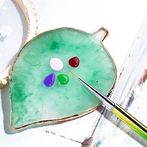 Blå Stjernehimmel Bladformet Resin Neglekunst Palet Gel Polish Farveblanding Palet Negletegning Maleplade Display Stativ DIY Manicure Værktøj til P