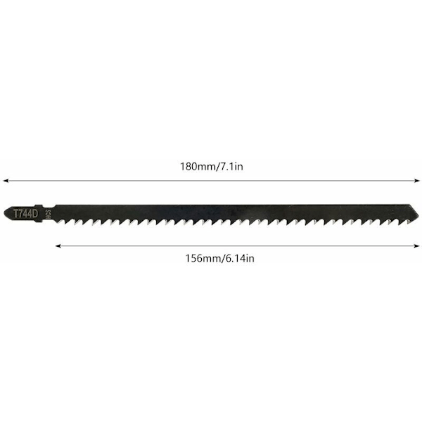 5 st Sautuse sågblad T744D Professionella 180 mm för att såga trä och metall, tillbehör, sticksåg kompatibel med Bosch, Metabo etc