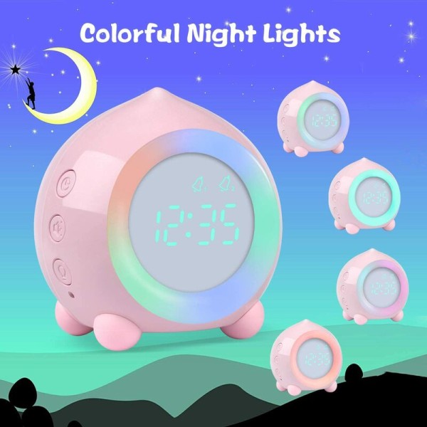 Børnevækkeur lyser op Digital LED-lampe vækkeur næsten