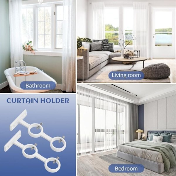 Robust dobbelt gardinstangsholder og justerbar dobbelt gardinstangsstøtte med gardinstang med en diameter på mindre end 2,5 cm