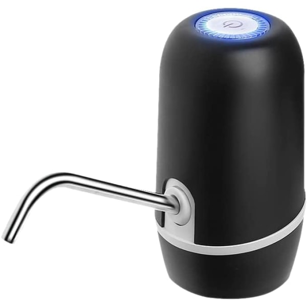 Sort vandspand Dobbelt elektrisk pumpe (2 adaptere 3,8 og 4,8 cm) - USB-oplader, stål, BPA-fri, koldt vand, 1200mAh, kande og flaske 1,5L, 5,7L,