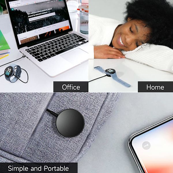 Smart trådløs lading - 2-pakning trådløs ladestasjon, erstatnings-USB-laderkabelholder, for, 3,3 fot