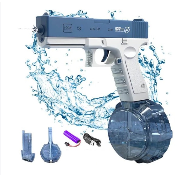 Blå elektrisk vandpistol til børn og voksne - Vandpistol - Vandpistollegetøj i plast - Rækkevidde op til 32 fod - Super One To