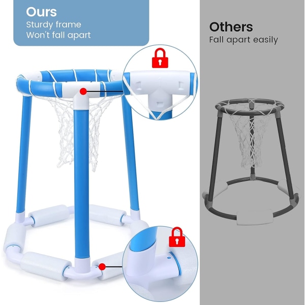 Flytande basketkorg för simbassäng, basketkorg för barn utomhus, basketkorg för pool med 2 bollar och pump, simbassängsspel
