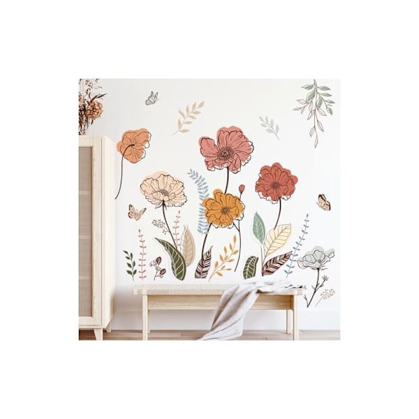 120x40cm Vægstickers Have Fleur Boho Vægmaleri Stickers Blomsterstickers Akvarel Urteplante Til Soveværelse Væg