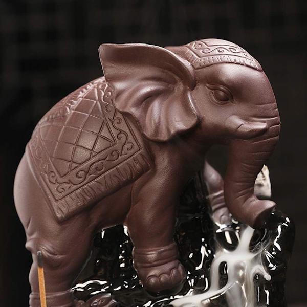 Elefant Statuette Tilbageflydende Røgelsebrænder, Røgelsebrænder, Elegant Røgelsekegle Hjemmeduft Til Afspænding og Stressreduktion