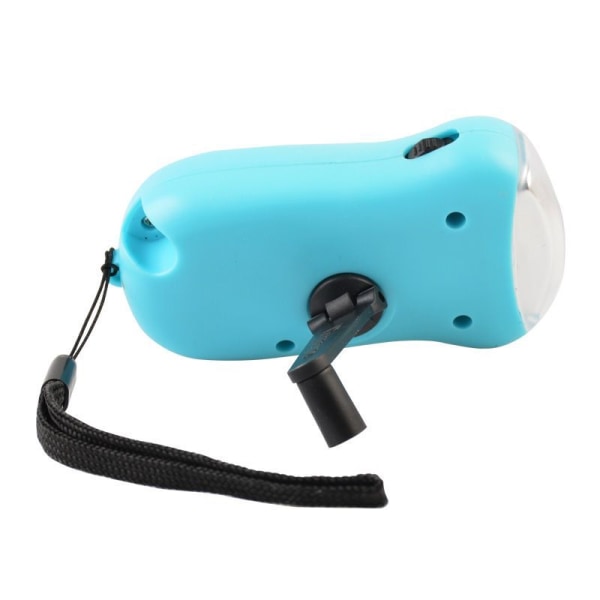 Blue Mini Hand Crank LED Flashlight, Emergency Crank Dynamo Solar Powered Flashlight Powerful Energy Saving Flashlight