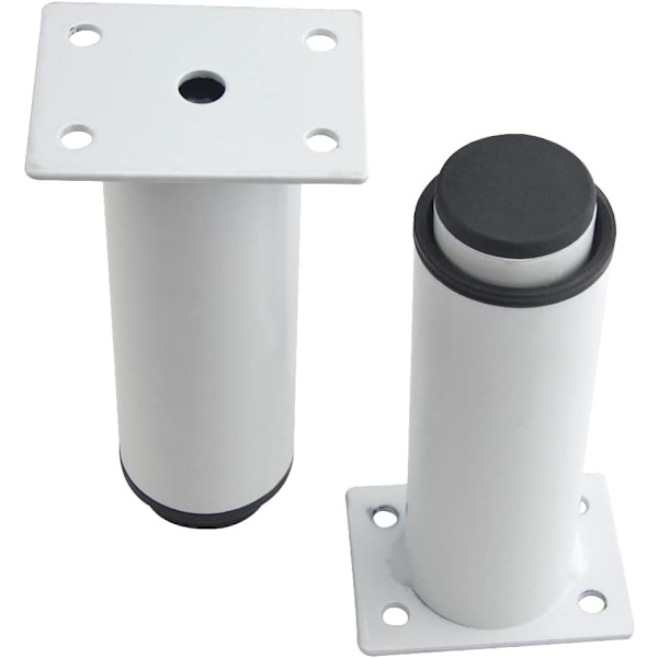 (18-30 cm, hvit) Sett med 4 robuste og justerbare metallben for bord, senger, sofaer