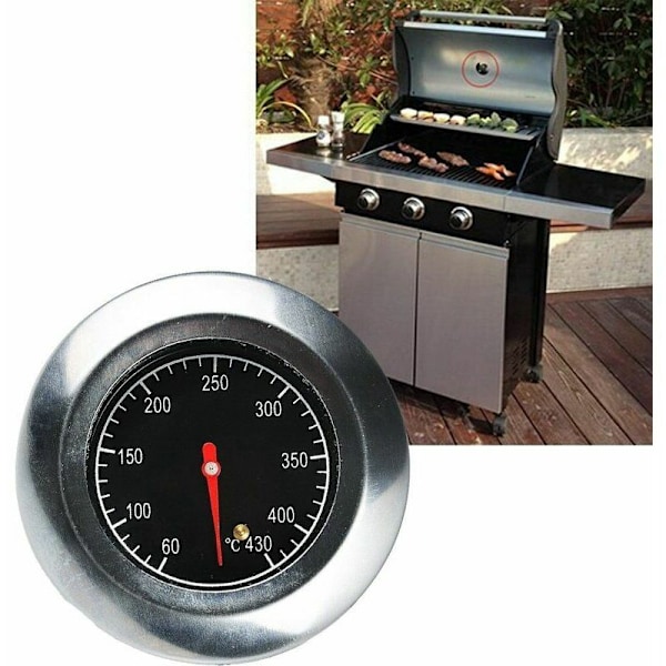Termometer i rustfritt stål, metalltermometer, for grill i rustfritt stål, (60 ° C -430 ° C)