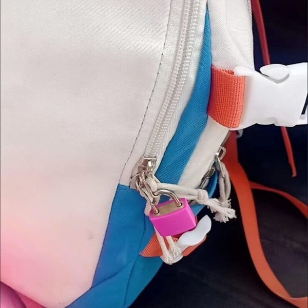 6 stk. mini bagasjelås med 2 nøkler. Liten hengelås, flerfarget koffert, kofferter for bagasje, reisekjetting, 6 farger